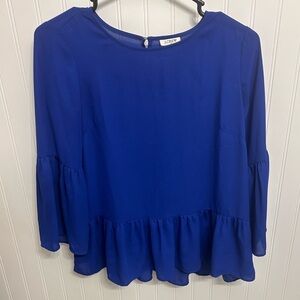 Women's J. Crew Royal Blue Blouse Bell Sleeves‎ Tops Size XXS